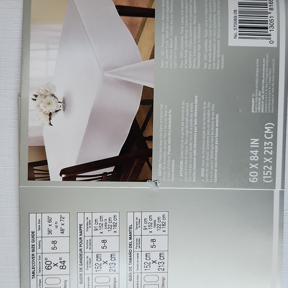White Rectangular Tablecover, 60x84 New - Picture 4 of 4